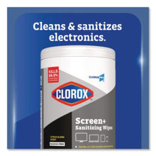 Load image into Gallery viewer, CloroxPro ScreenPlus Screen Sanitizing Wipes, 6" x 8", Citrus Blend, White, 75ct. - 6/CS (60724)