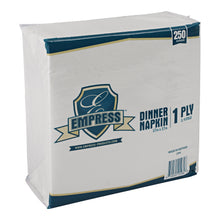 Load image into Gallery viewer, Empress Dinner Napkin, White, 1/4 Fold, 17" x 17", 1-Ply, 250ct. - 16/CS (EDN141717)