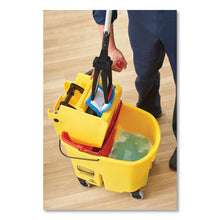 Load image into Gallery viewer, Rubbermaid Commercial WaveBrake 2.0 Mop Bucket w/Sidepress Wringer, 35 Quart, Yellow (FG758088YEL)