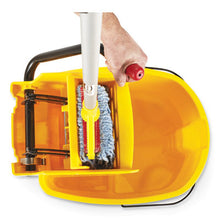 Load image into Gallery viewer, Rubbermaid Commercial WaveBrake 2.0 Mop Bucket w/Sidepress Wringer, 35 Quart, Yellow (FG758088YEL)