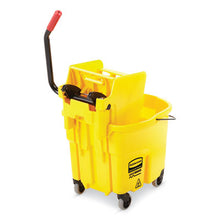 Load image into Gallery viewer, Rubbermaid Commercial WaveBrake 2.0 Mop Bucket w/Sidepress Wringer, 35 Quart, Yellow (FG758088YEL)