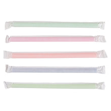 Load image into Gallery viewer, Straw, Wrapped, 9" Colossal Boba, 12MM Diameter, Neon, 500ct. Bag - 4/CS (E9BOBA-NE)