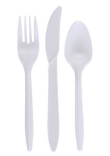 Load image into Gallery viewer, Empress Medium Weight Cutlery Kit, Polypropylene, Knife/Fork/Tsp/S&P/Nap, White - 250/CS (E176000)