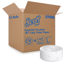 Load image into Gallery viewer, Scott Essential Coreless Jr. Jumbo Toilet Tissue 2-Ply 1150' Roll - 12/CS (07006)
