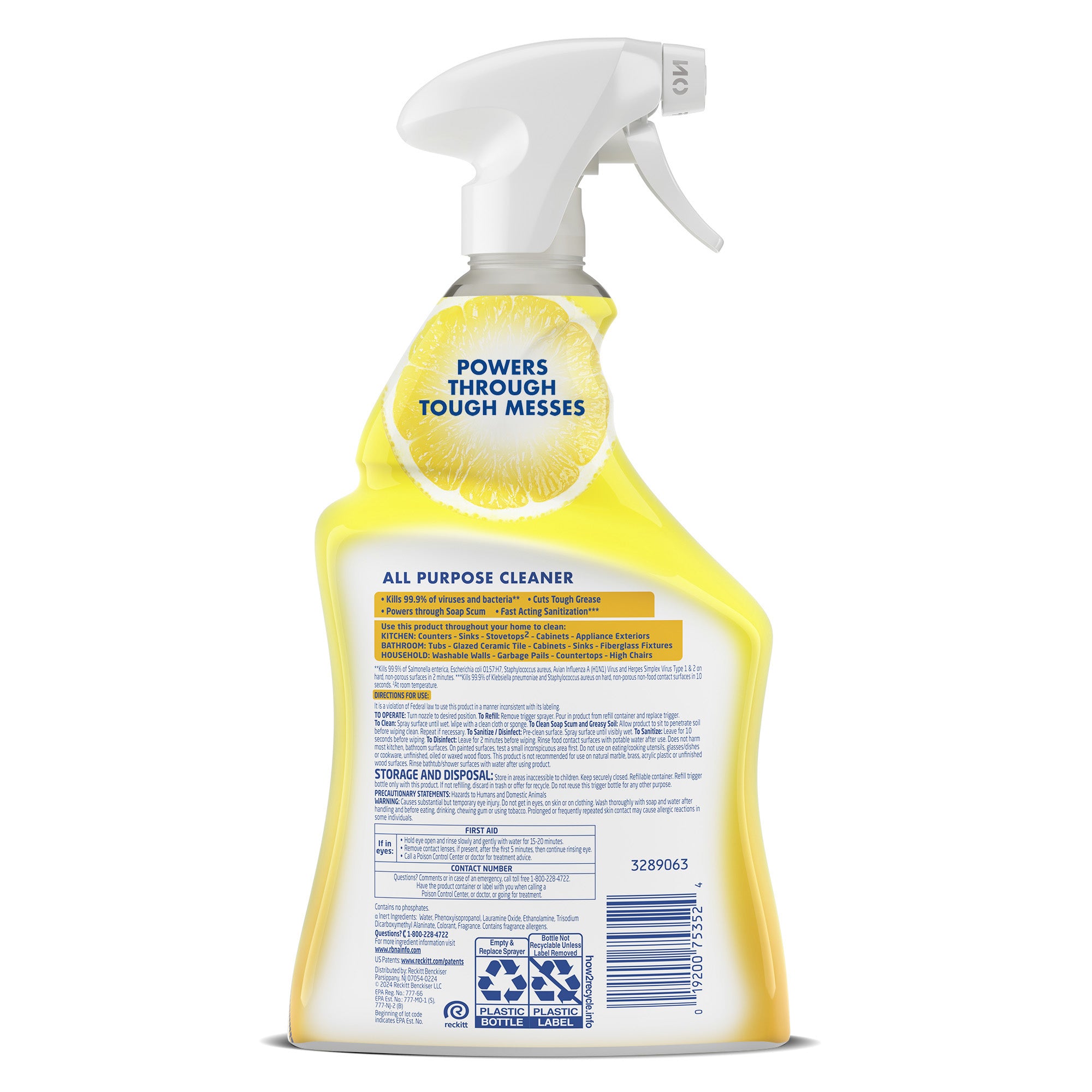 Lysol All Purpose Cleaner, Lemon Breeze Scent - 32 oz. 12/CS (75352)