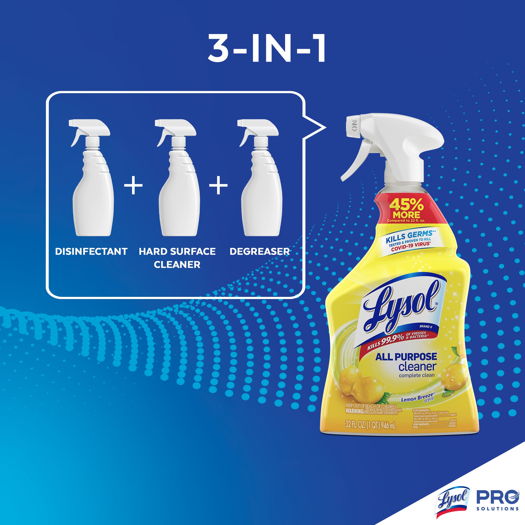 Lysol All Purpose Cleaner, Lemon Breeze Scent - 32 oz. 12/CS (75352)