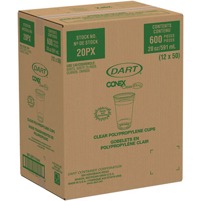 Dart Conex ClearPro Polyproylene Cold Cups, 20 oz, Clear, 50ct. - 12/CS (20PX)
