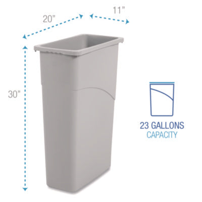 Boardwalk Slim Waste Container, 23 Gallon, Gray