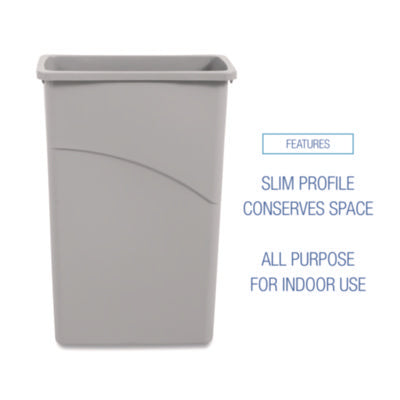 Boardwalk Slim Waste Container, 23 Gallon, Gray