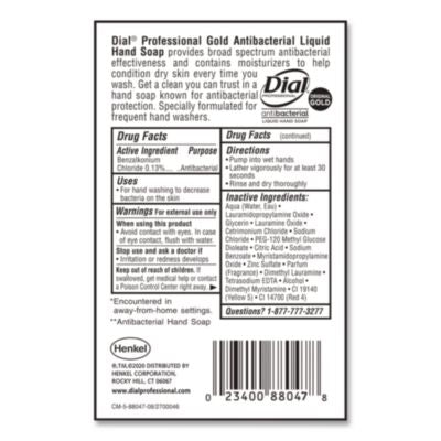 Dial Professional Gold Antibacterial Liquid Hand Soap, 1 Gallon - 4/CS (88047)