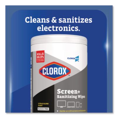 CloroxPro ScreenPlus Screen Sanitizing Wipes, 6" x 8", Citrus Blend, White, 75ct. - 6/CS (60724)