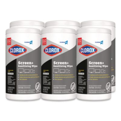CloroxPro ScreenPlus Screen Sanitizing Wipes, 6" x 8", Citrus Blend, White, 75ct. - 6/CS (60724)
