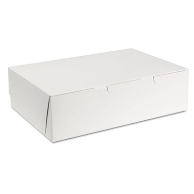Lock Corner Bakery Box, White, 14" x 10" x 4", Non-Window - 100/BNDL (1025 / F202-14104)