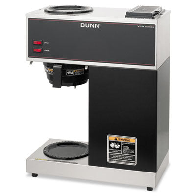 BUNN VPR Two Burner Pourover Coffee Maker, 12-Cup, Stainless Steel, Black (33200.0000)