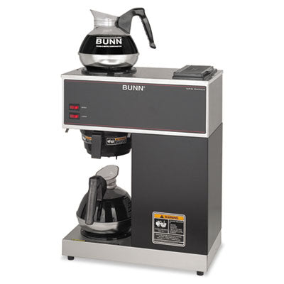 BUNN VPR Two Burner Pourover Coffee Maker, 12-Cup, Stainless Steel, Black (33200.0000)