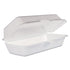 Dart Hinged Lid Styrofoam Hot Dog Container, 3.8" x 7.1" x 2.3", White - 125ct. 4/CS (72HT1)