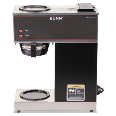BUNN VPR Two Burner Pourover Coffee Maker, 12-Cup, Stainless Steel, Black (33200.0000)