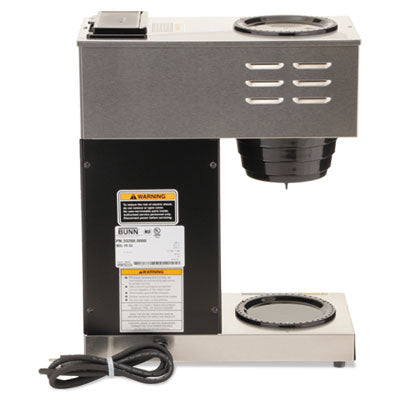 BUNN VPR Two Burner Pourover Coffee Maker, 12-Cup, Stainless Steel, Black (33200.0000)