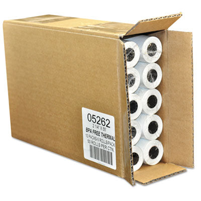 Iconex Direct Thermal Paper Rolls, Receipt / Register Paper, 2.25" x 55', White - 50/CS (05262CT)