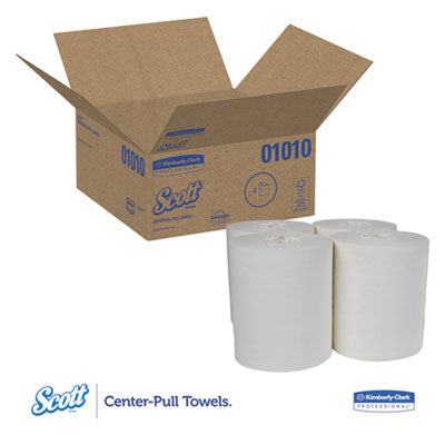 Scott Essential Center Pull Towels, White, 500-Sheet Rolls - 4/CS (01010)