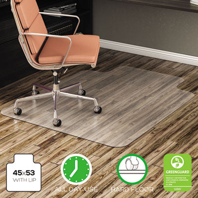 Alera All Day Use Non-Studded Chair Mat for Hard Floors, 45" x 53", Wide Lipped, Clear