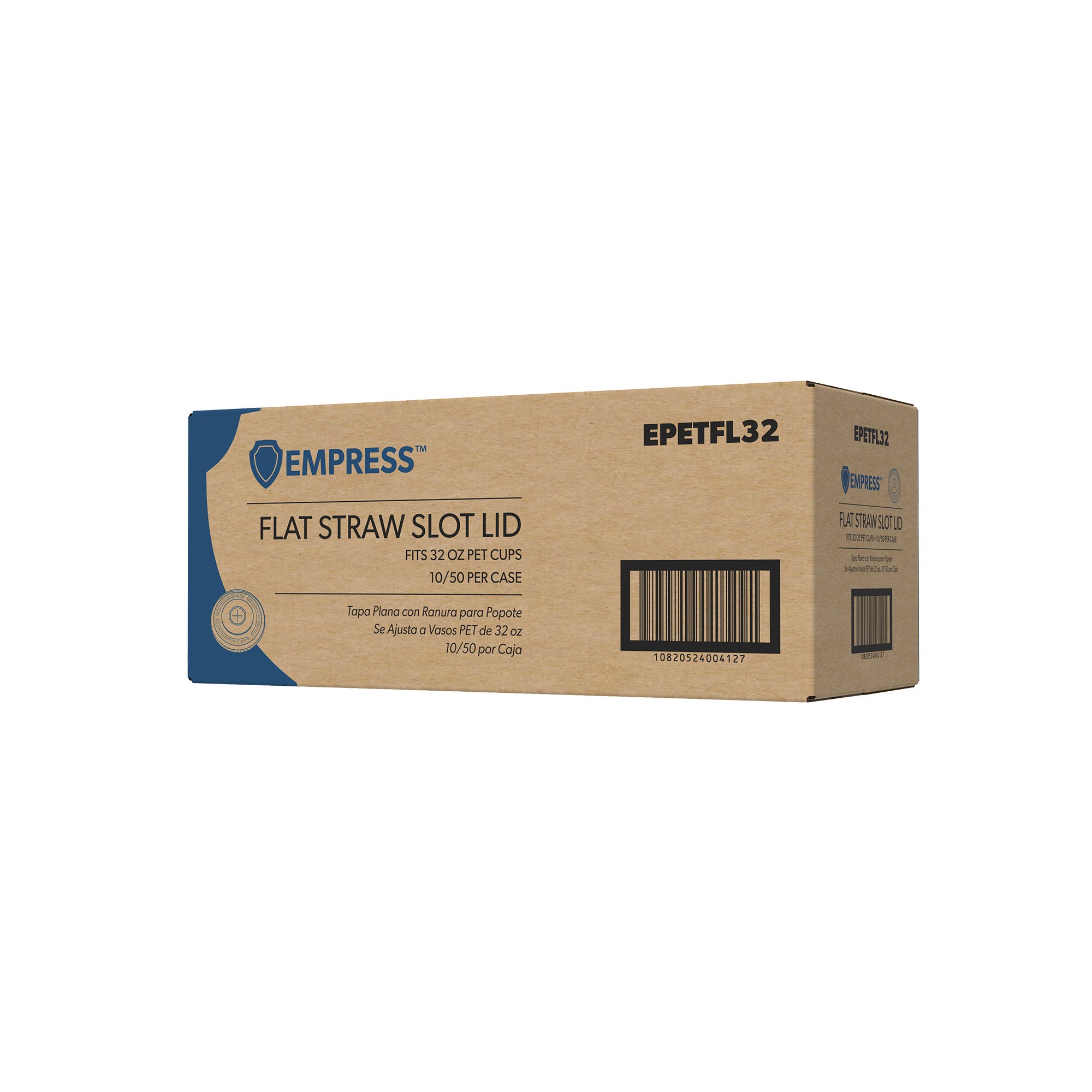 Empress Clear PET Cup Straw Slot Lid, Fits 32 oz. Cups - 50ct. 10/CS (EPETFL32)