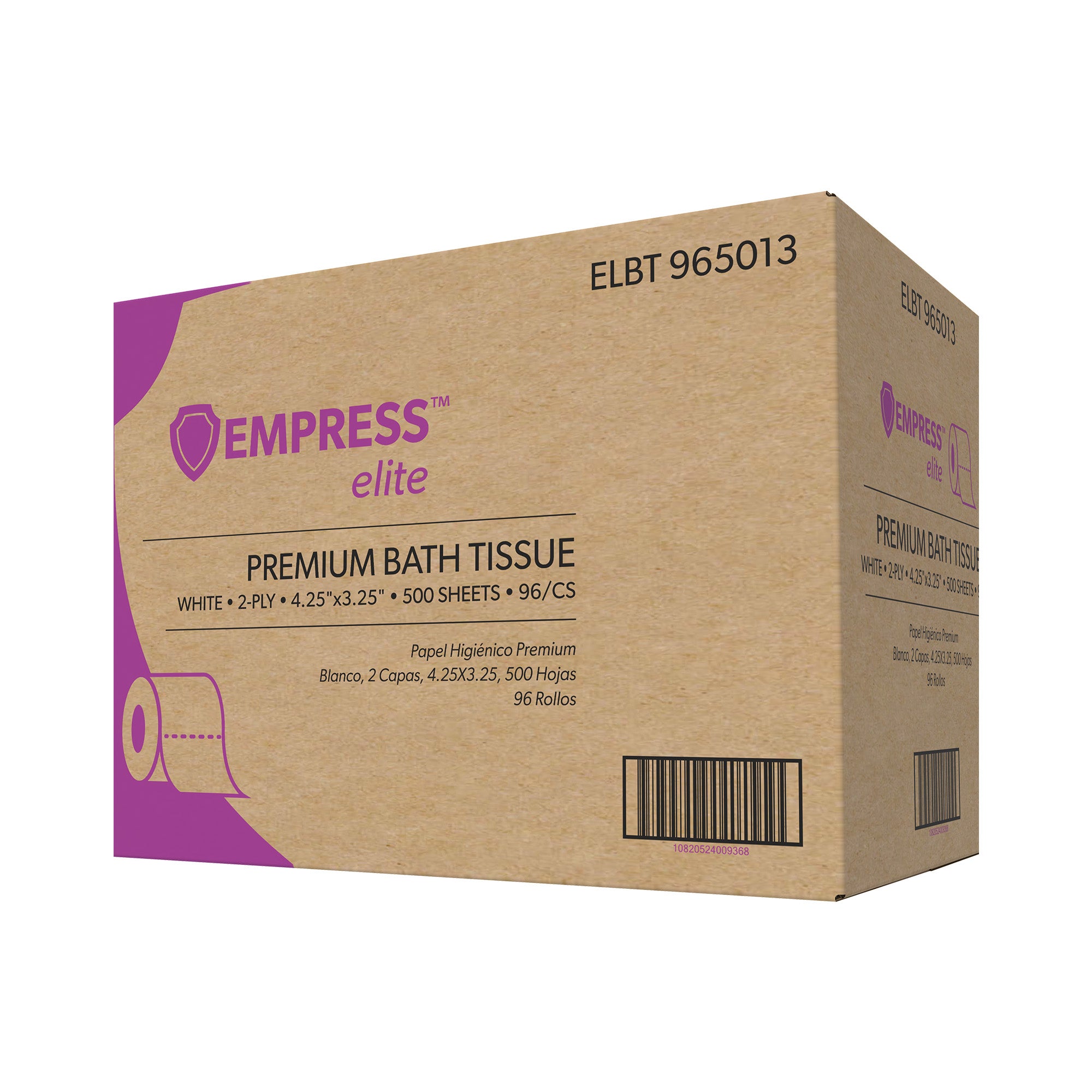 Empress Elite Standard Toilet Tissue, 2-Ply, 4.25" x 3.25" Sheets, Wrapped - 96/CS (ELBT 965013)