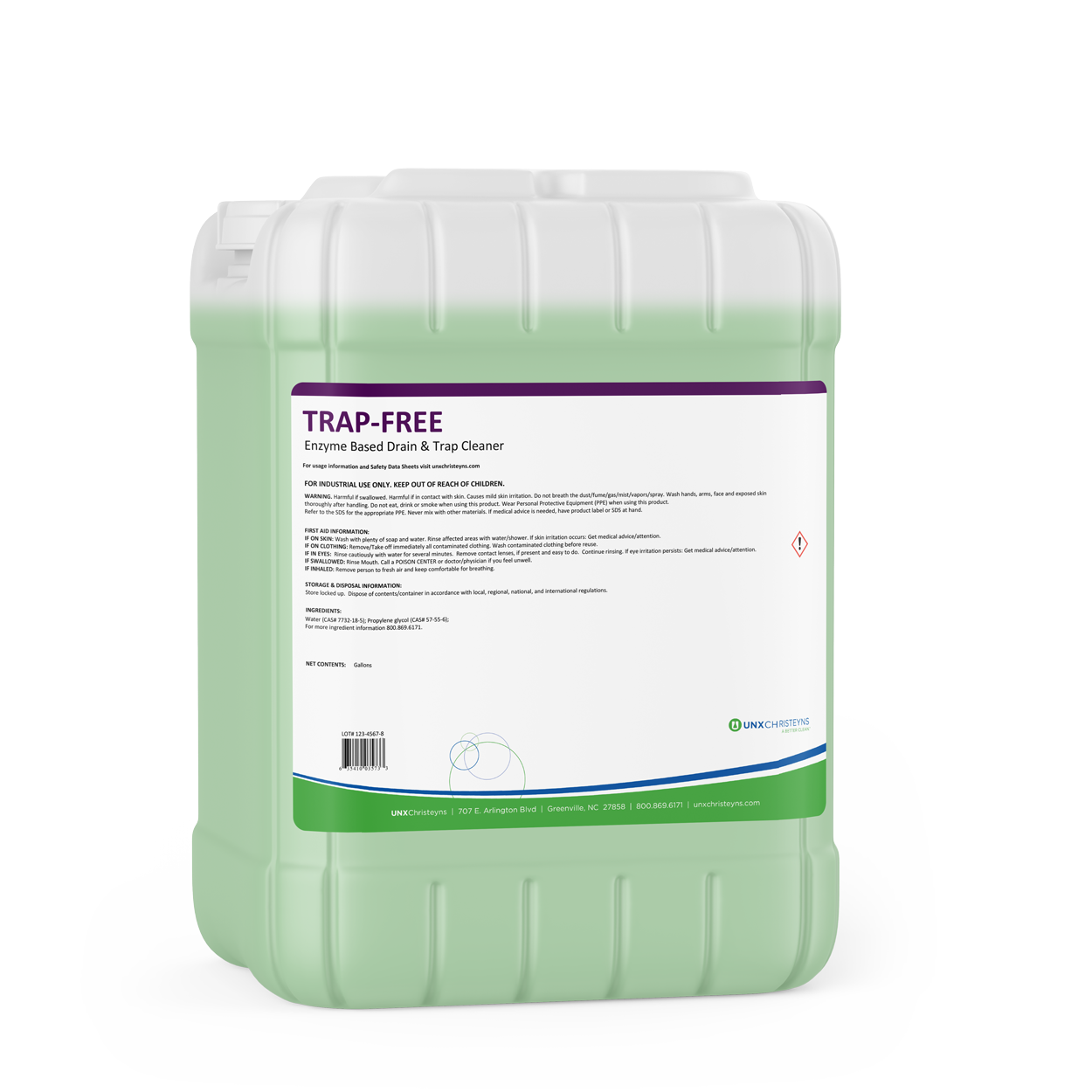 Christeyns Trap-Free Enzyme Drain & Trap Cleaner, 5 Gallon Pail