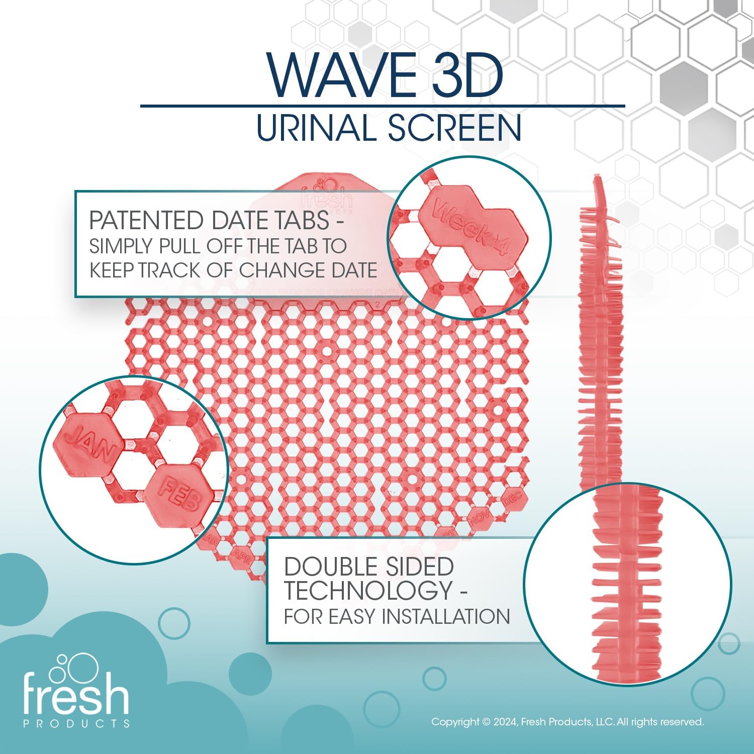 The Wave 3D Urinal Screen, Kiwi Grapefruit, 2 per Pack, 5 Packs per Box