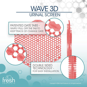 The Wave 3D Urinal Screen, Kiwi Grapefruit, 2 per Pack, 5 Packs per Box