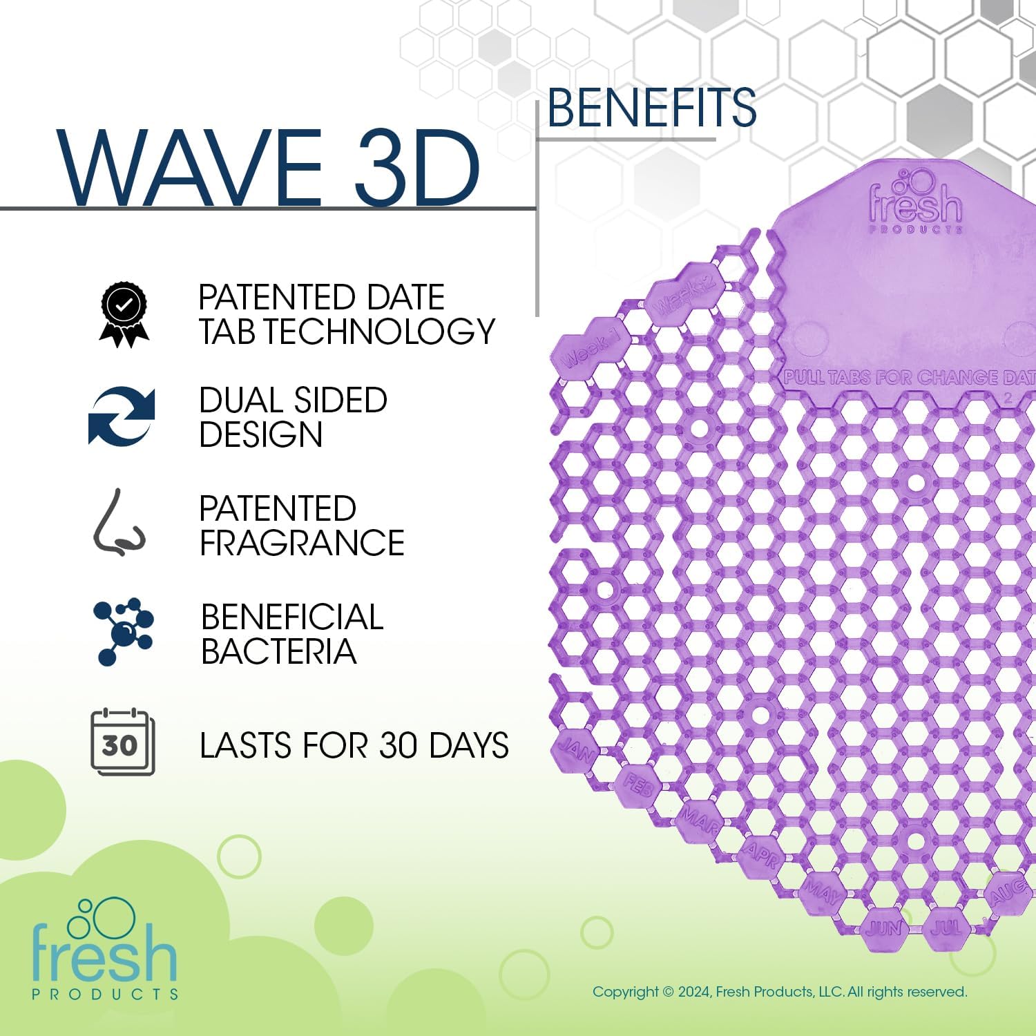 The Wave 3D Urinal Screen, Fabulous, 2 per Pack, 5 Packs per Box