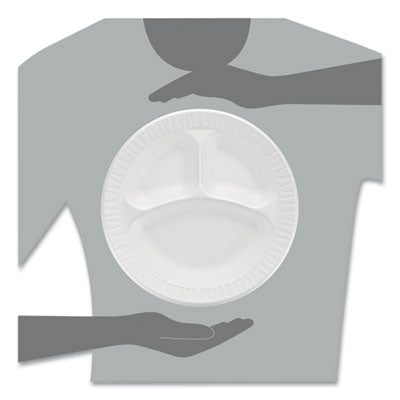 Dart White Styrofoam Plate, 10 1/4", 3 Compartment - 125ct. 4/CS (10CPWCR)