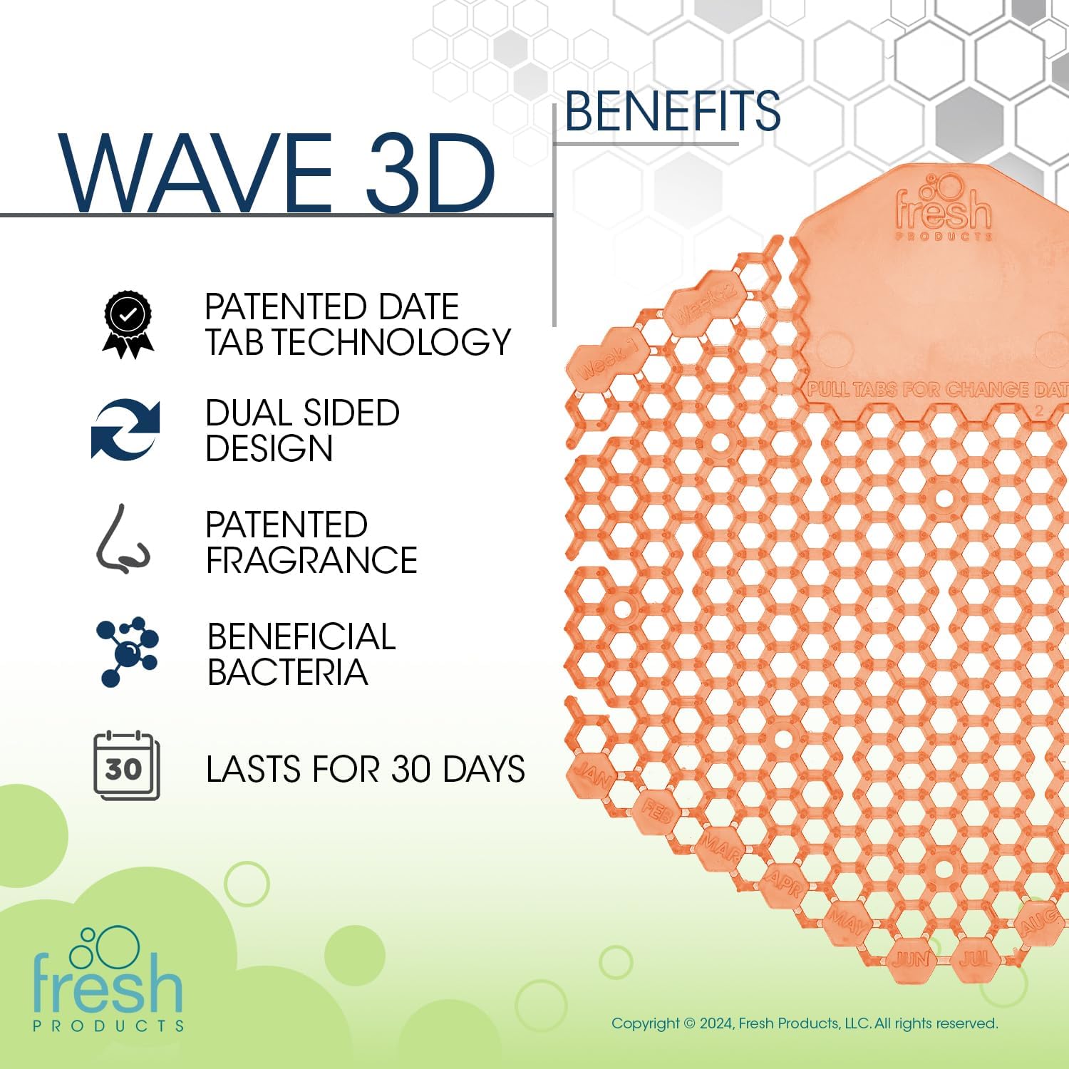 The Wave 3D Urinal Screen, Mango, 2 per Pack, 5 Packs per Box