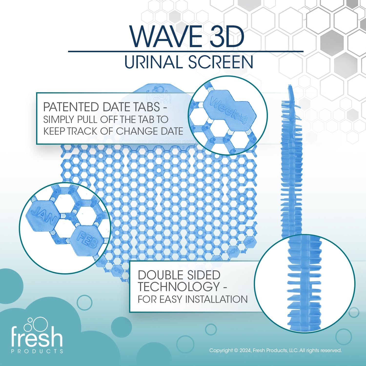 The Wave 3D Urinal Screen, Cotton Blossom, 2 per Pack, 5 Packs per Box