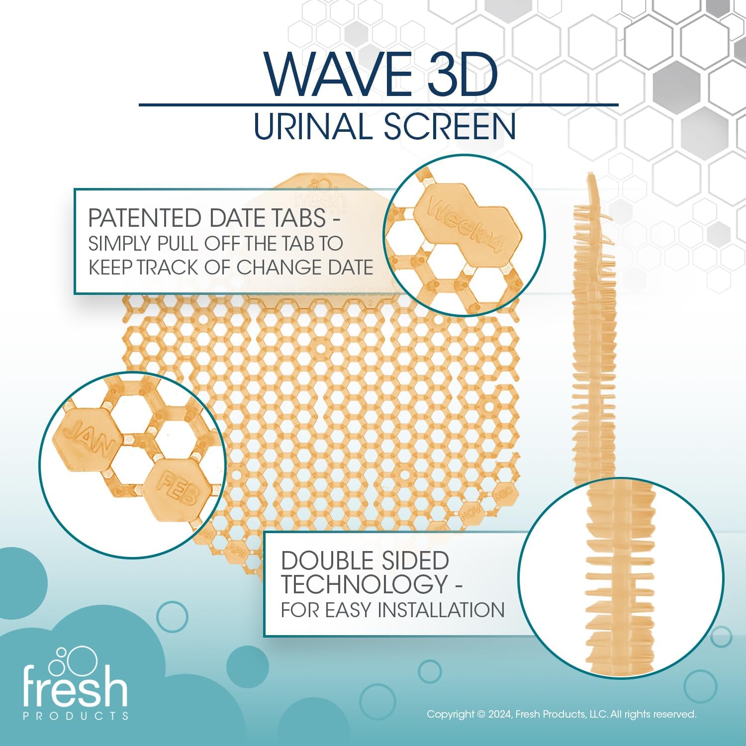 The Wave 3D Urinal Screen, Summer Sunshine, 2 per Pack, 5 Packs per Box