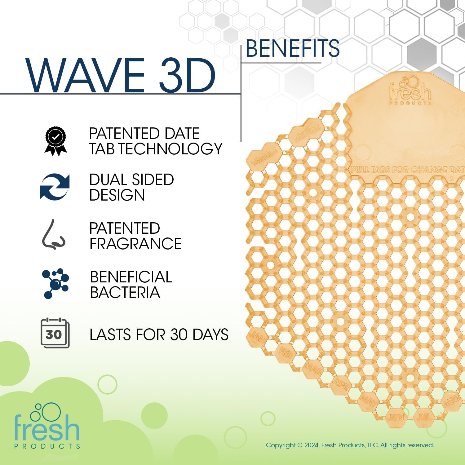 The Wave 3D Urinal Screen, Summer Sunshine, 2 per Pack, 5 Packs per Box