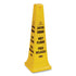 Rubbermaid Commercial Multilingual Wet Floor Safety Cone, 3' Tall, Yellow (FG627677YEL)