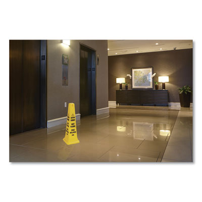 Rubbermaid Commercial Multilingual Wet Floor Safety Cone, 3' Tall, Yellow (FG627677YEL)