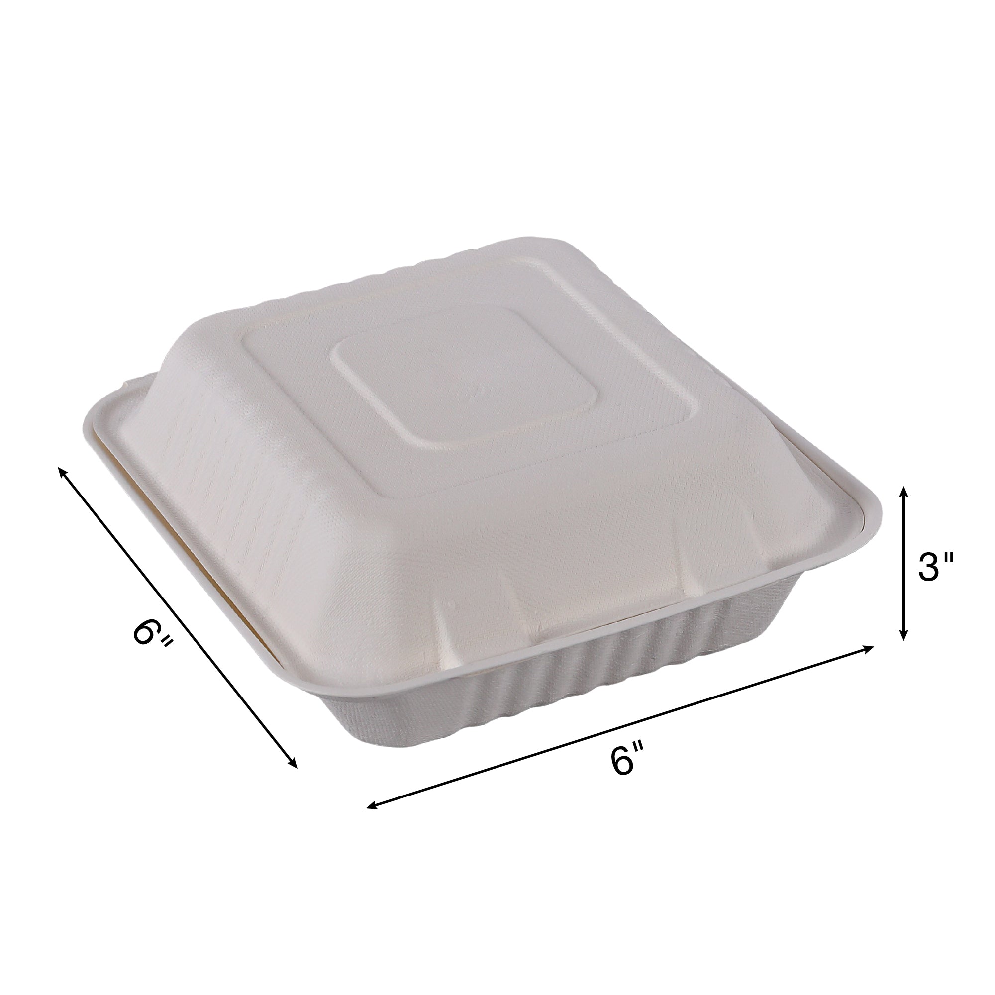 Empress Earth Hinged Lid Container, 1 Compartment, 6" x 6" x 3" - 125ct. 4/CS (EHL-66)