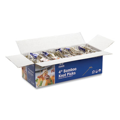 Knotted Bamboo Pick, Paper, 4", Natural, 100/Pack - 10/CS (R803)