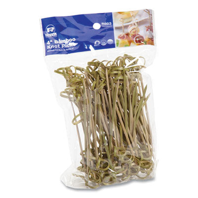Knotted Bamboo Pick, Paper, 4", Natural, 100/Pack - 10/CS (R803)