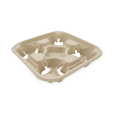 Boardwalk Cup Carrier Drink Tray, 8 oz. to 32 oz., Four Cups, Kraft - 300/CS (BWK4CUPCARRIER)