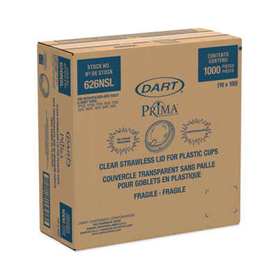 Dart Prima Clear Strawless Lid for PET Cup, fits 12-26 oz. Cups - 100ct. 10/CS (626NSL)