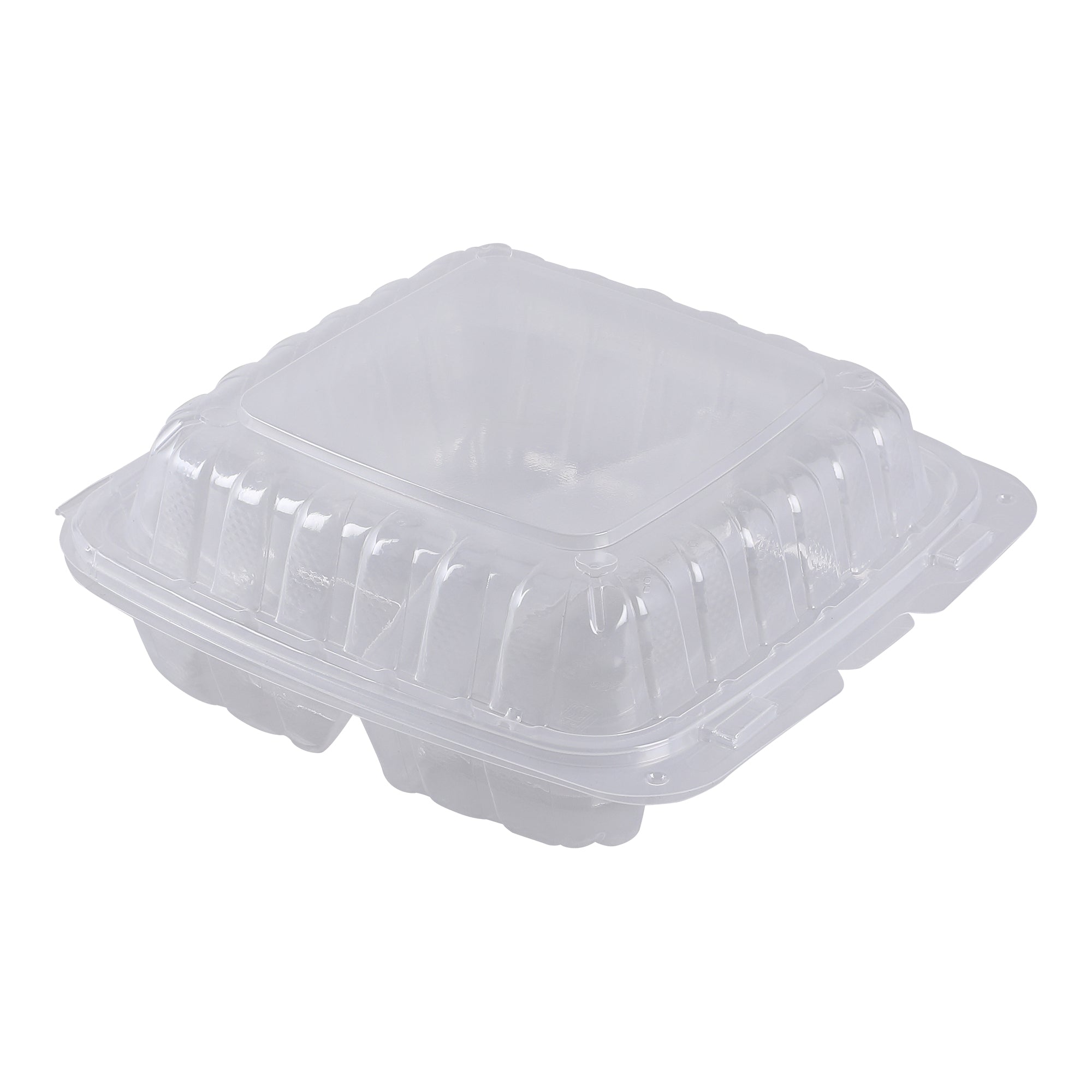 Empress Clear Hinged Container, 8" x 8", 3 Compartment, Vented - 200/CS (ECLPPHL-83)