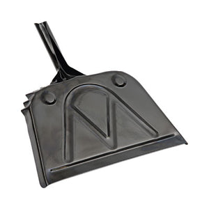 Metal Dust Pan, 12" x 14", 5" Handle, 20-Gauge Steel, Black