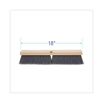 Push Broom, Gray Flagged Poly Bristles, 18" (Handle Sold Separately)