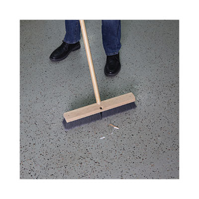 Push Broom, Gray Flagged Poly Bristles, 18" (Handle Sold Separately)