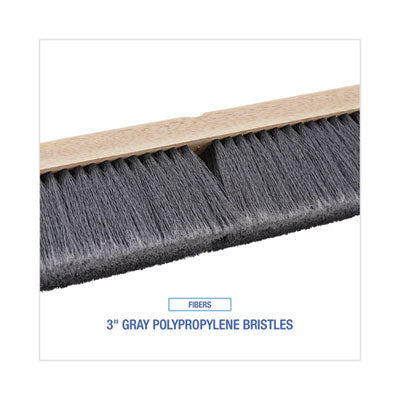 Push Broom, Gray Flagged Poly Bristles, 36" (Handle Sold Separately)