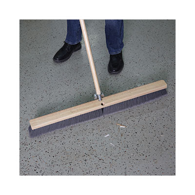 Push Broom, Gray Flagged Poly Bristles, 36" (Handle Sold Separately)