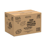 Dart Hinged Lid Styrofoam Hot Dog Container, 3.8" x 7.1" x 2.3", White - 125ct. 4/CS (72HT1)